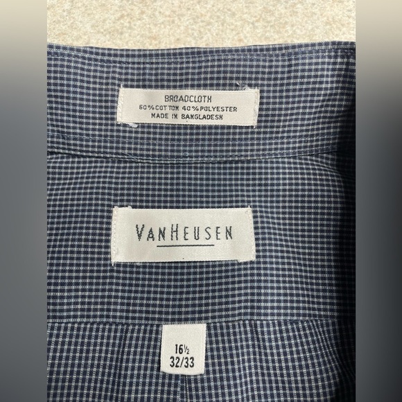 Van Heusen Micro Plaid Long Sleeve Shirt Size 16.5 - Picture 3 of 7
